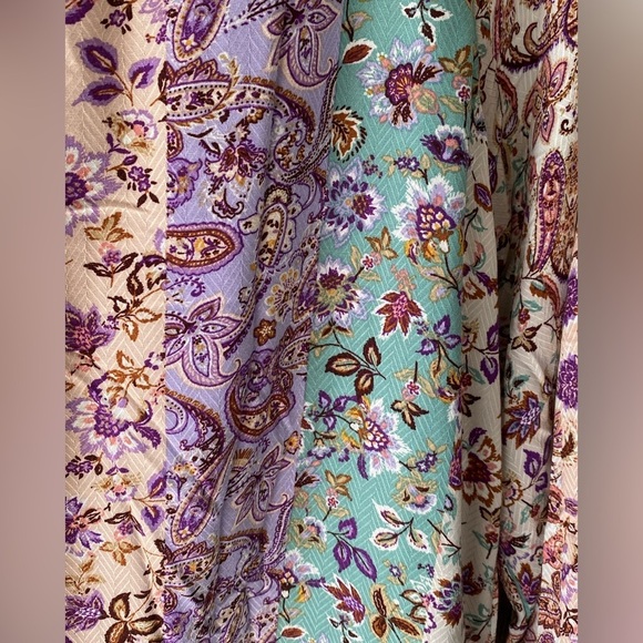 LOFT Size M Striped Pastels Floral Patterned Long Sleeve Button Blouse Top NWT - Picture 8 of 9